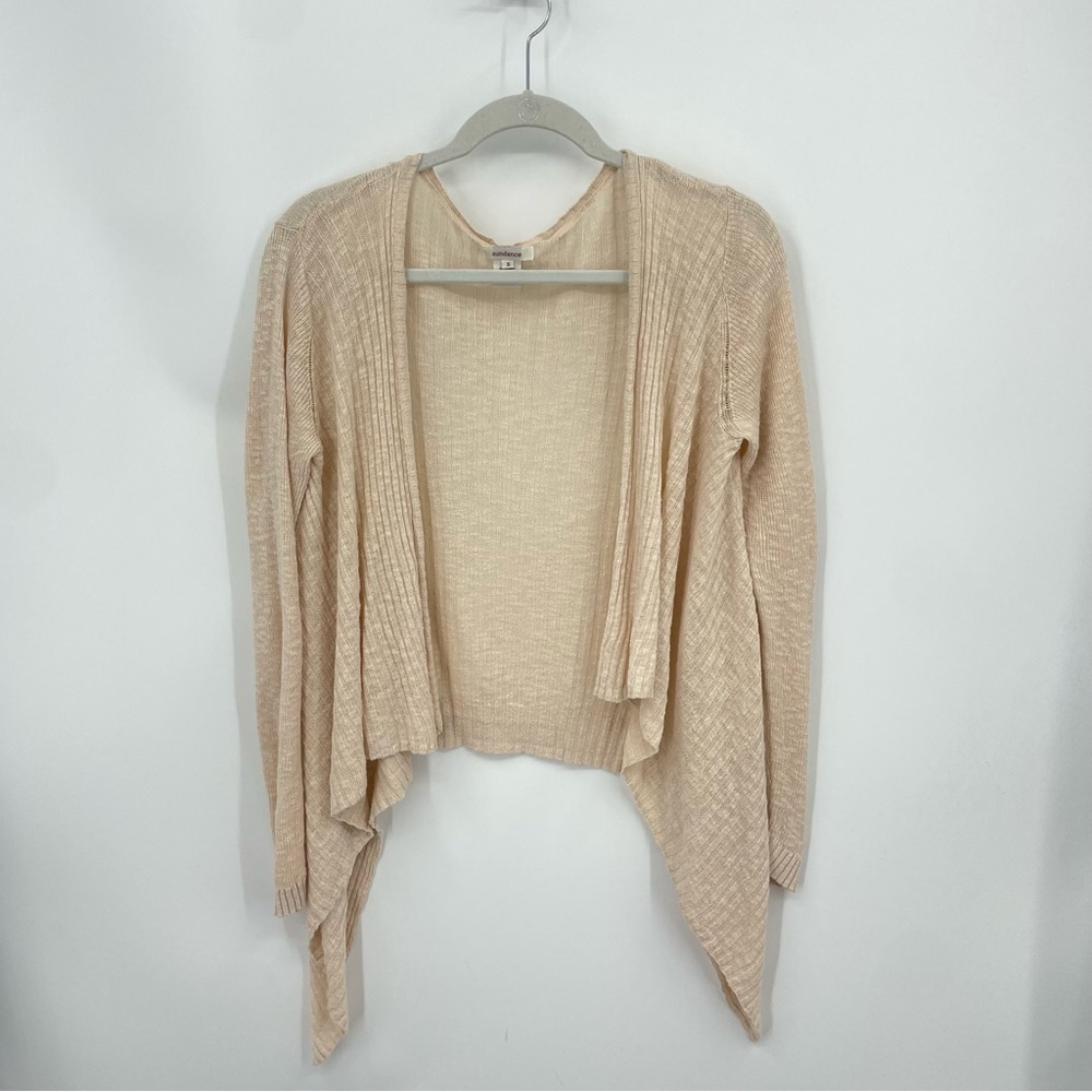 Sundance Lightweight Waterfall ribbed Cardigan Sweater‎ Linen Blend peach Sz S